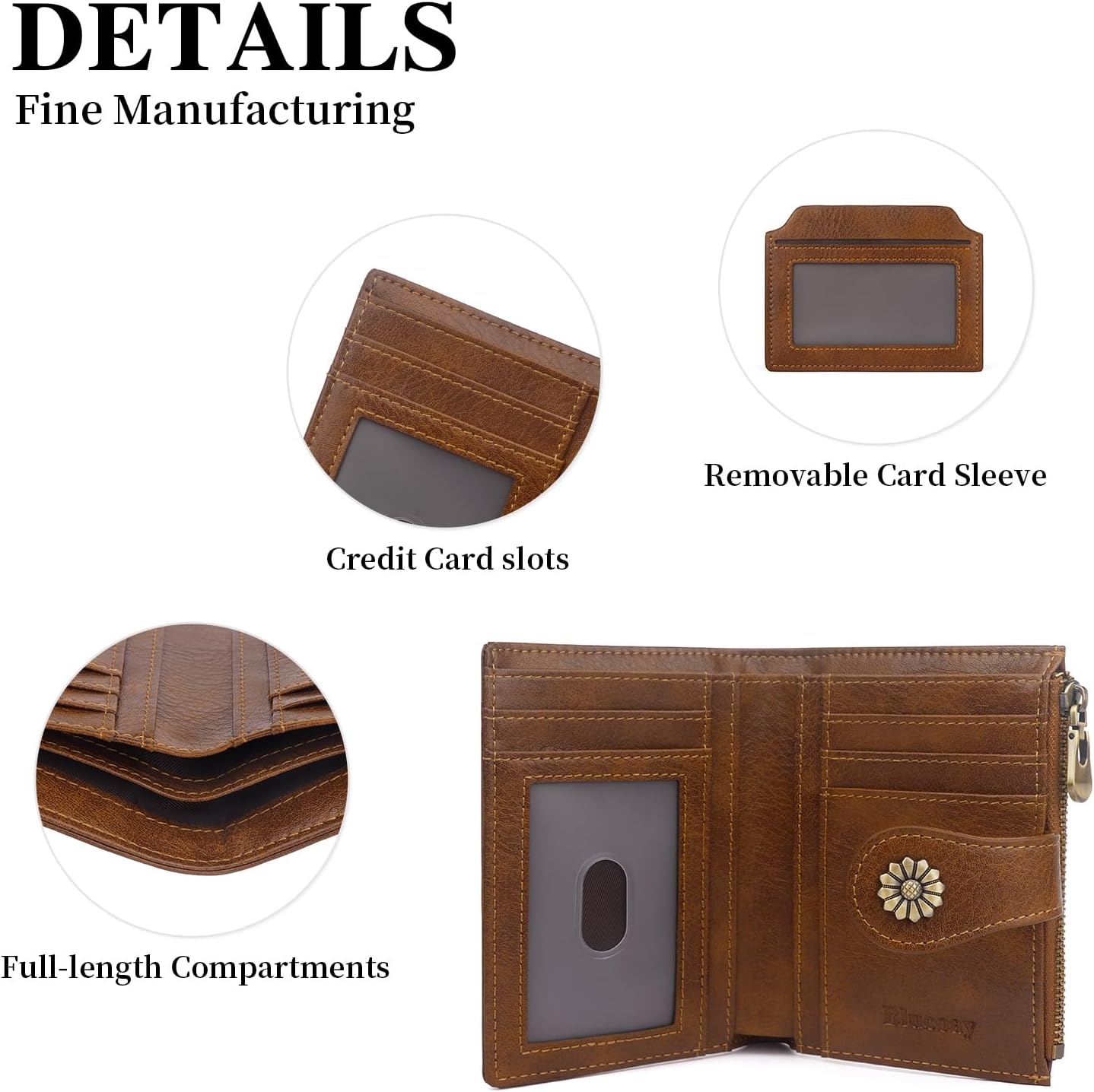 Womens Wallet,RFID Blocking Wallet Women,Soft Leather Bifold Small Wallets For Women Card Holder With Removable ID Window darkbrown - Image 6