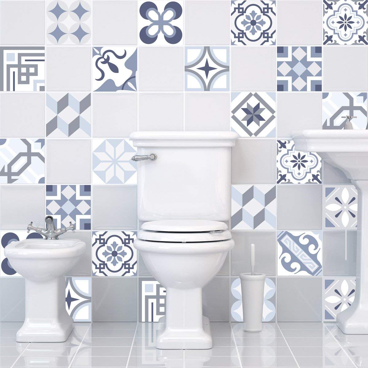 Ambiance Sticker Adesivi Autoadesivi, Decorazioni Murali, Adesivi per Piastrelle per Bagno e Cucina Ornements Splendide - 24 Piastrelle Adesive 20 x 20 cm