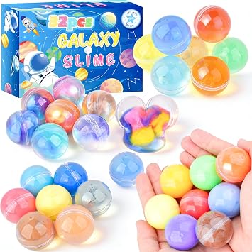32 Pack Galaxy Slime Balls - Slime Party Favors for Kids, Stretchy, Non-Sticky Stress Relief, Color Slime Toys for Girls and Boys, Easter Basket Stuffers, Classroom Rewards, Birthday Party Favors