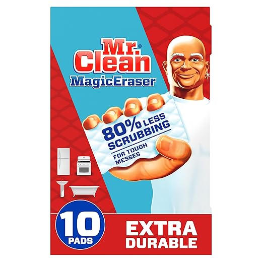 Mr. Clean Magic Eraser, Extra Durable, Shoe, Bathroom, and Shower Cleaner, Cleaning Pads with Durafoam, 10 Count