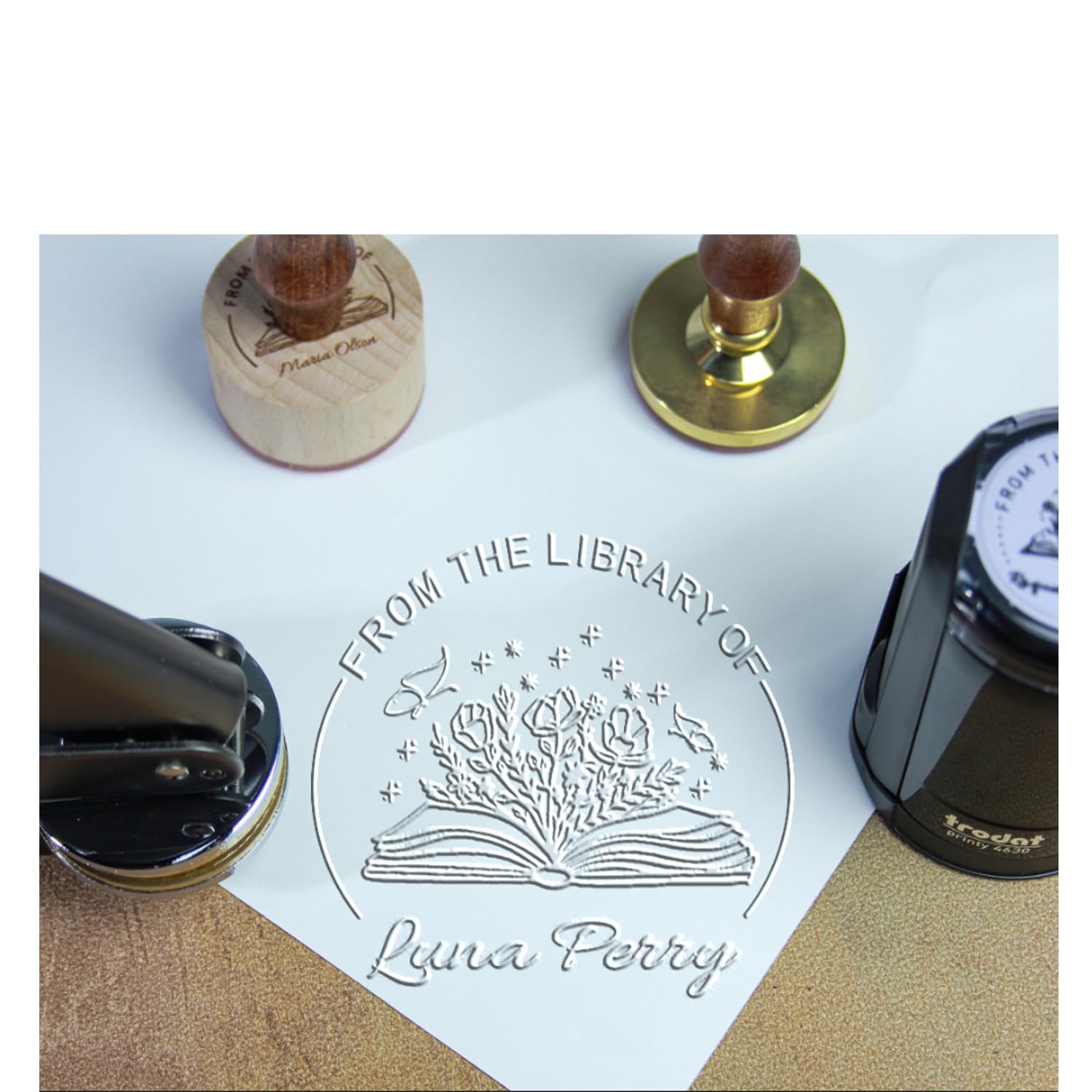 Personalized Embosser Book Stamp from The Library of