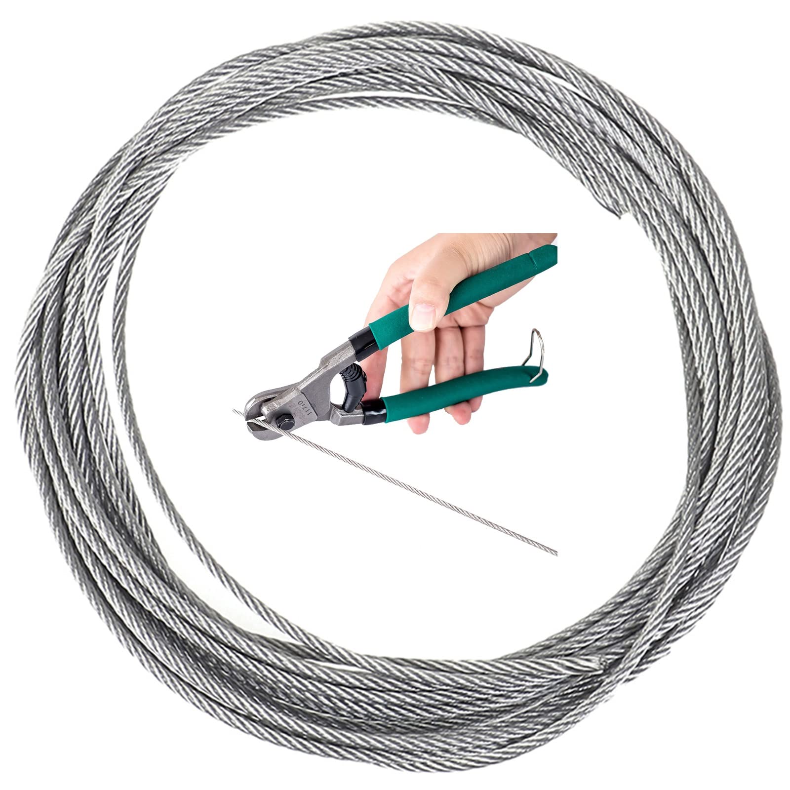 Edelstahl-Drahtseil 3 mm for Terrassengeländer und Treppenverkabelung, DIY, Silber, Verschiedene Längen(1M/3.3ft)