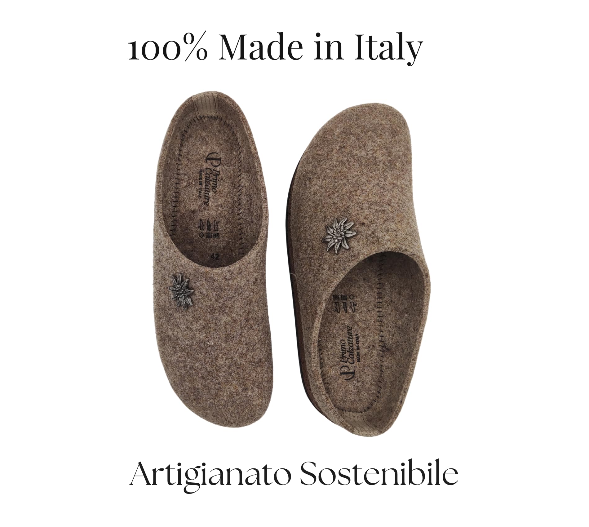 Ottime Ciabatte Uomo Invernali, Pantofole Tirolesi in Lana per Casa 100% Made in Italy