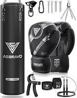 ASBRAVO 120 cm-es PU Boxzsák Szett Felnőtteknek - 12 oz Kesztyűvel, MMA, Muay Thai és Kickbox Edzéshez, Otthoni Edzőterembe (Töltetlen) 1