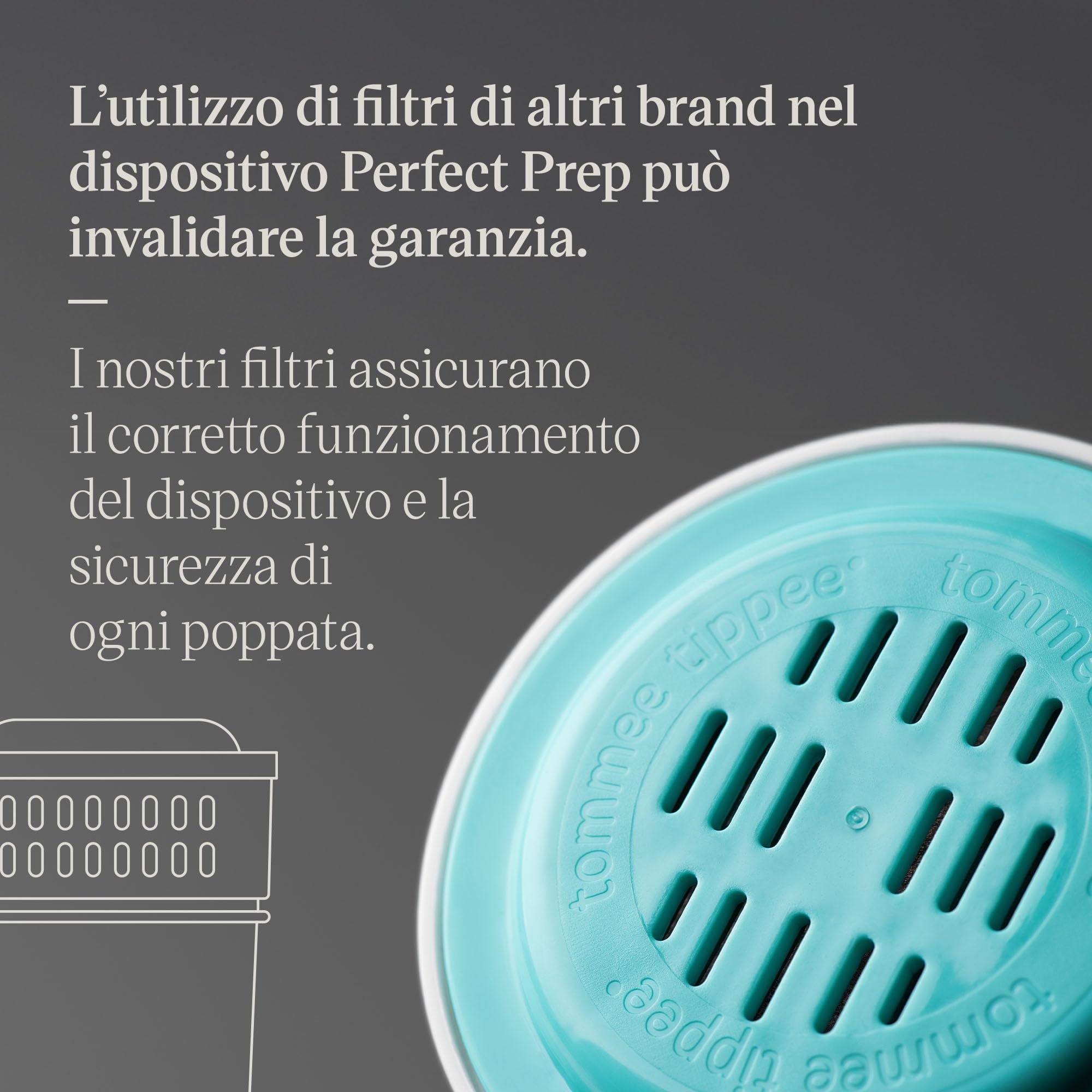 Tommee Tippee Filtro di ricambio per Perfect Prep, confezione da 1, Compatibile con tutti i dispositivi Perfect Prep, rimuove eventuali batteri, impurità e altri agenti contaminanti