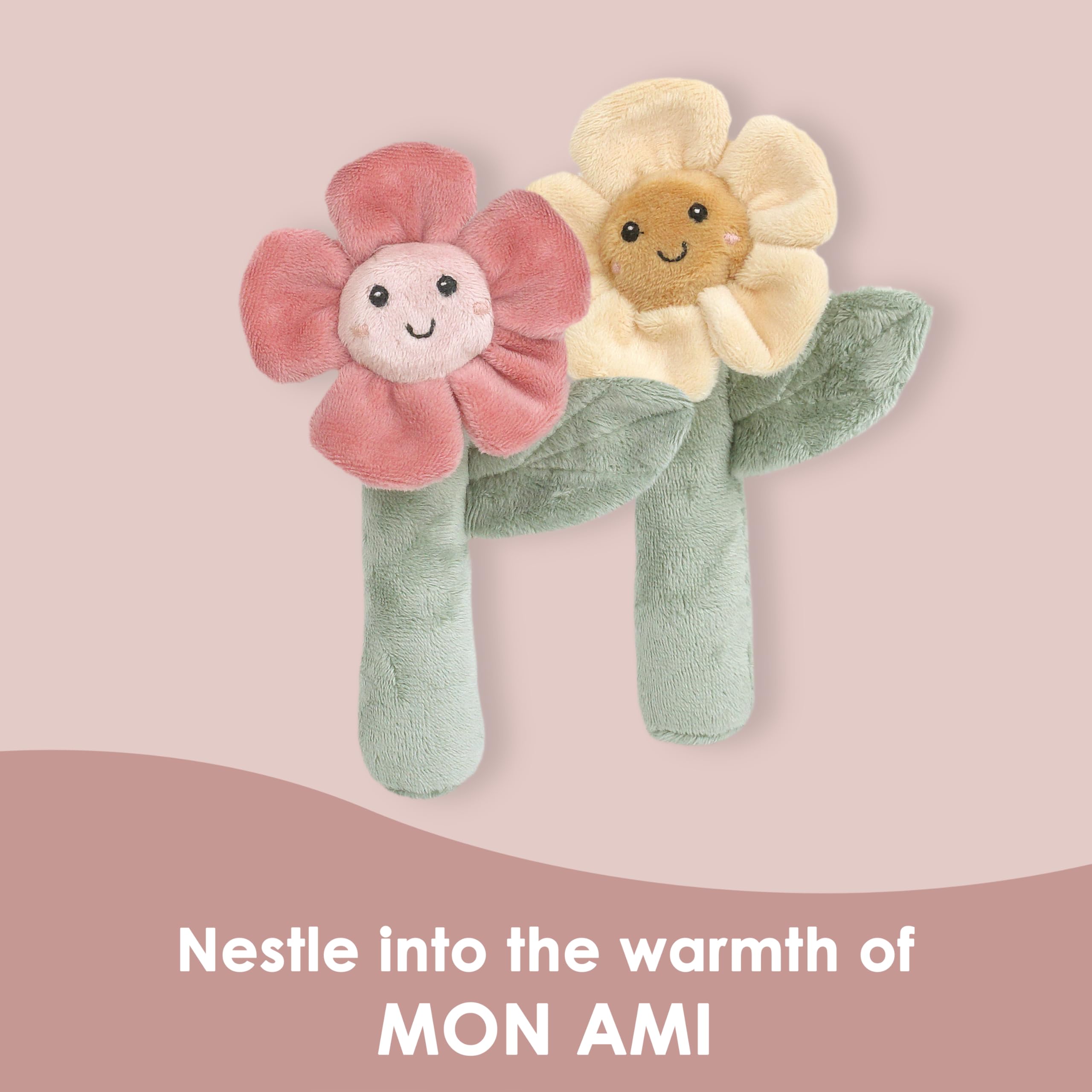 MON AMI Flower Baby Rattle Set 6.25"/16cm, Multi, 2Pc Flower - Image 4
