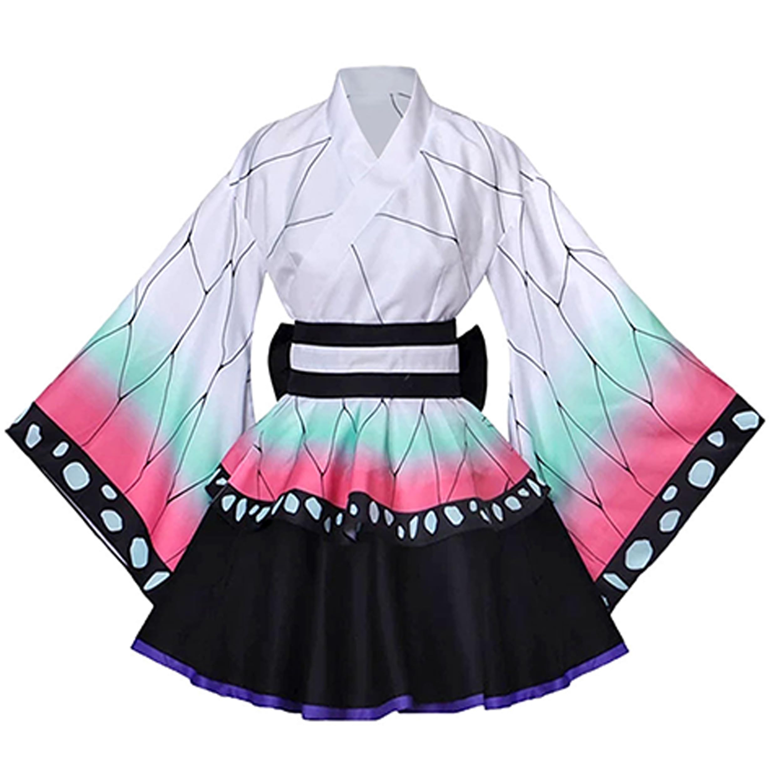 Satdflie Demon Slayer Cosplay Costume Kimono Outfits Uniform Set Girls Christmas Anime Fans Gifts Maid dress，Kochou Shinobu，XXXL