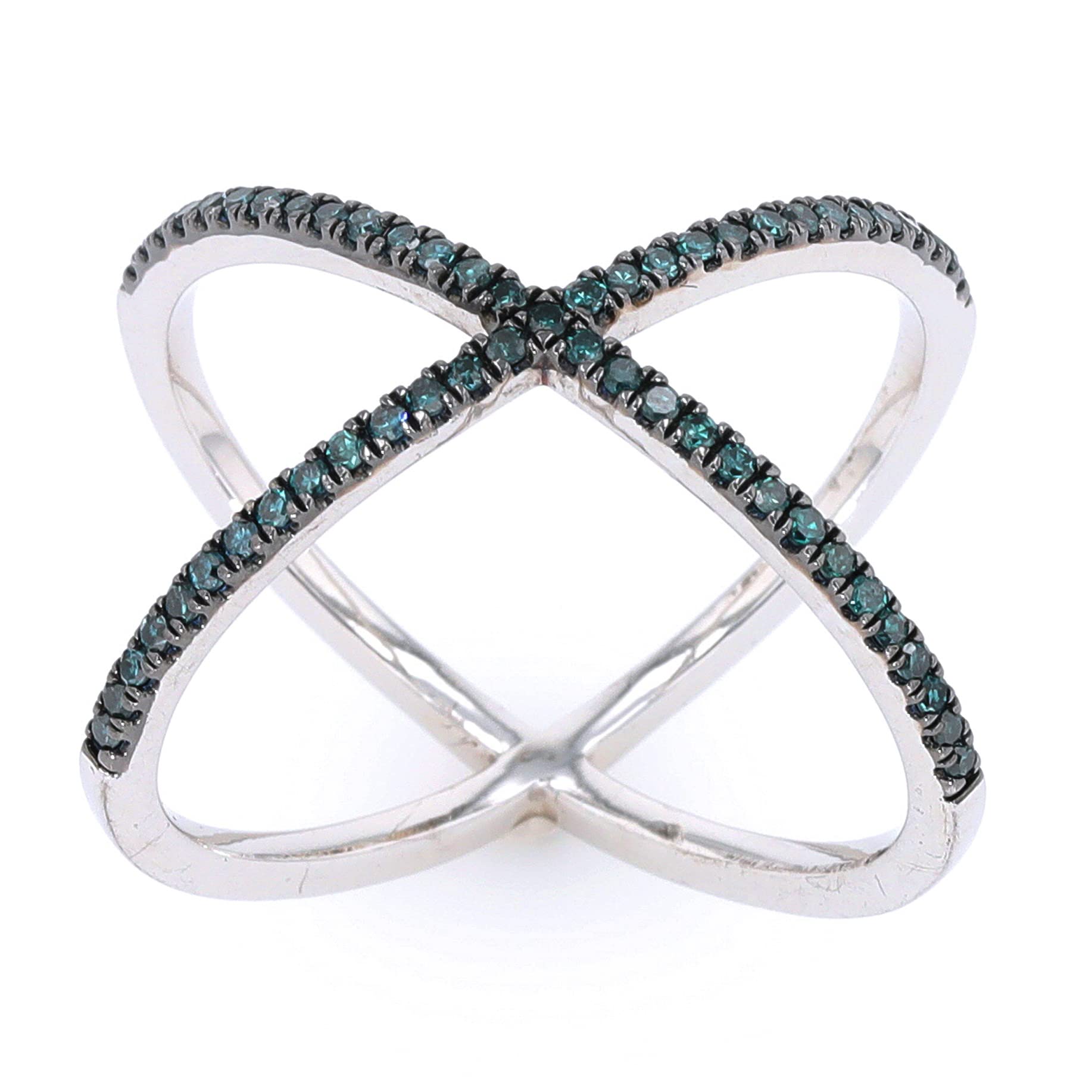 Silver (SLV 995) Round Prong Setting H-I No Gemstone Cocktail Ring