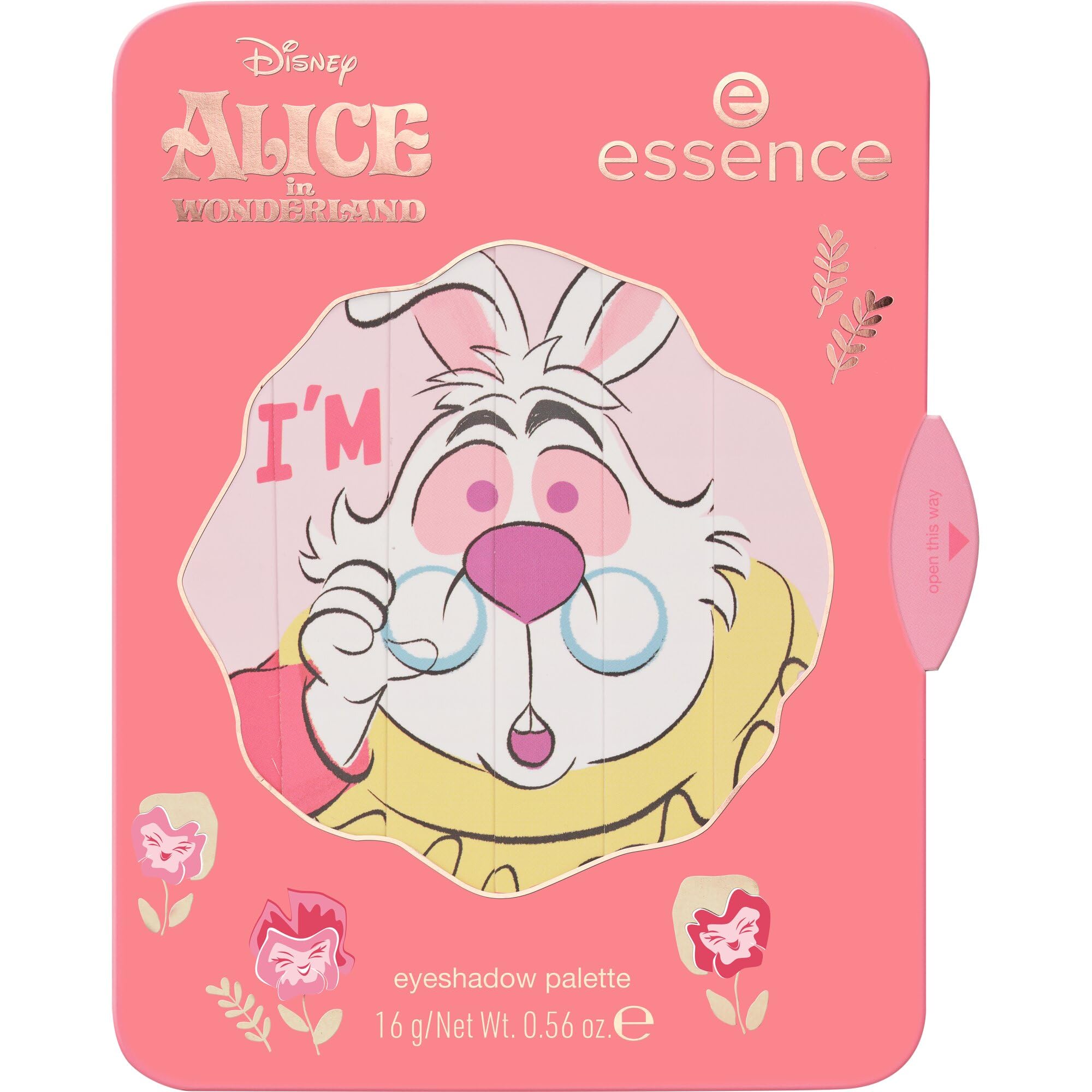 essence Paleta cieni do powiek Disney Alice in Wonderland eyeshadow palette, długotrwały, mocno napigmentowana/y, natychmiastowy wynik, mieniący się, metaliczny (16g)
