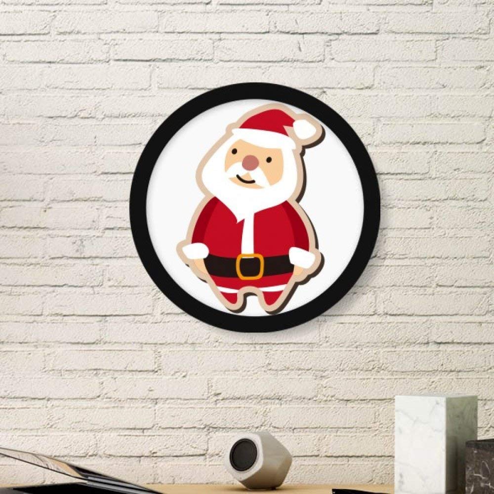 Peintures de Noël sous cadre rond noir : le cadeau déco parfait avec motif Père Noël cartoon