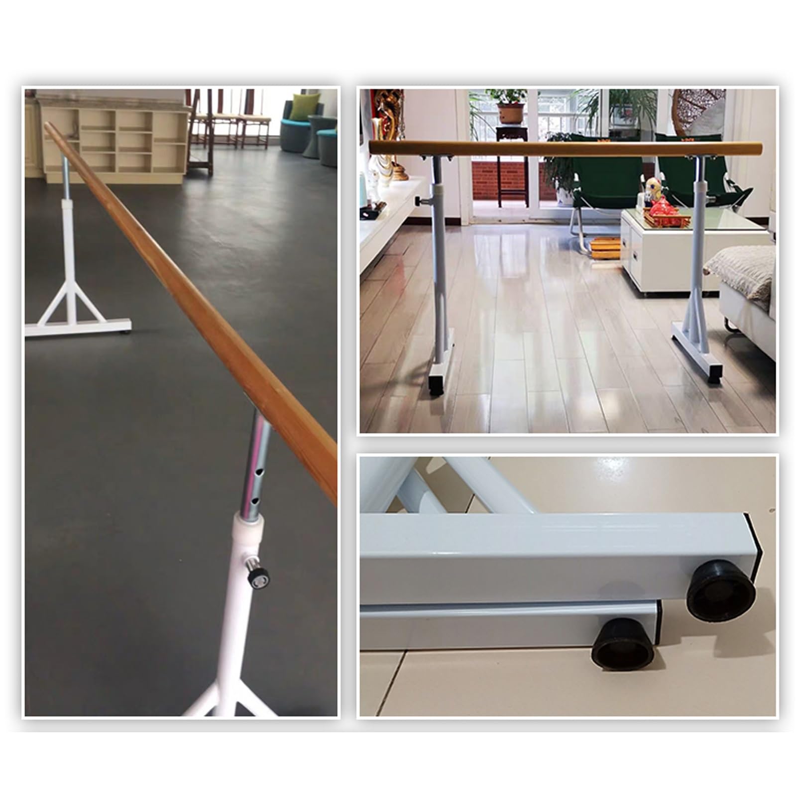 Barra de Ballet Independiente y Ajustable de Madera para Adultos y niños – Barra portátil y extraíble para gimnasios y Estudios de Ejercicio.