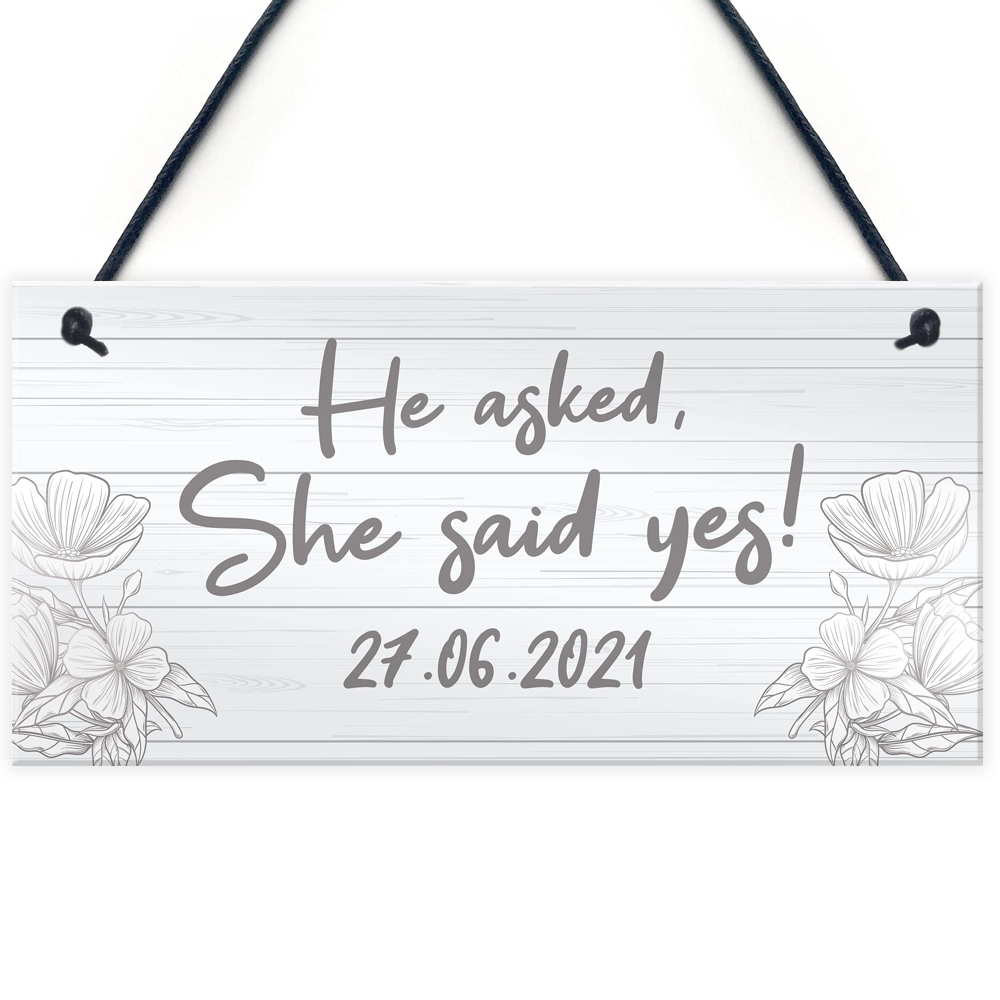 Red Ocean He Asked She Said Yes Funny Personalised Wedding Decor Sign Bride Groom Engagement Gifts