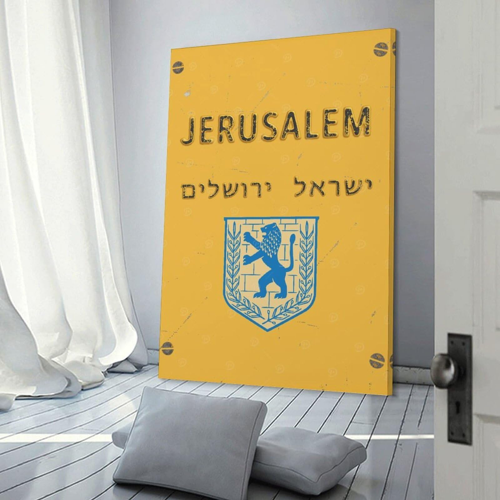 Junmoney Decorative Canvas Print Jerusalem Vintage Travel Poster, 20x30inch(50x75cm), for Entrance Spaces, Stair Walls Or Halls, A Neat Decor Update for Hallways
