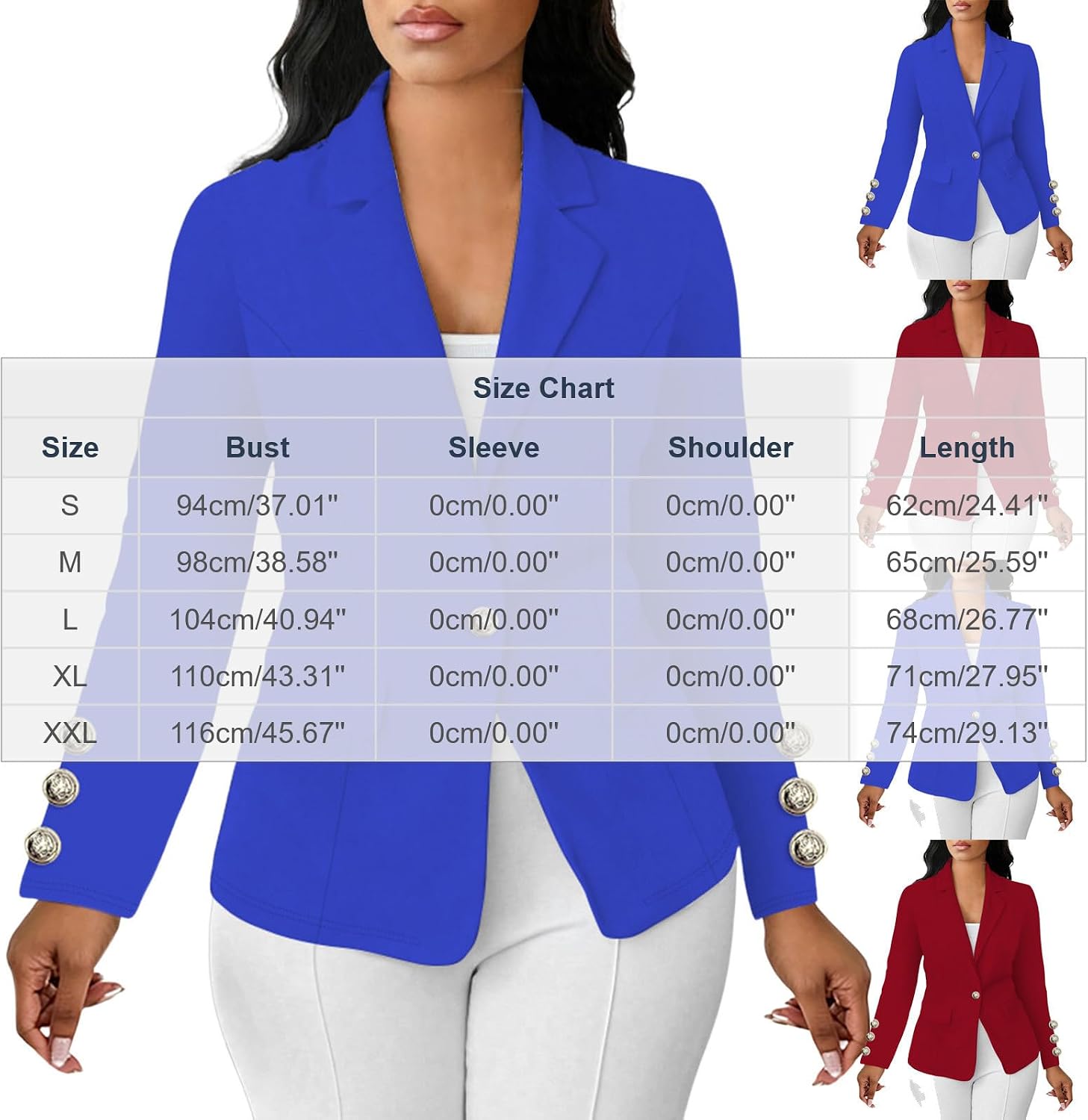 Women's Button Blazer Long Sleeve Lapel Work Jacket