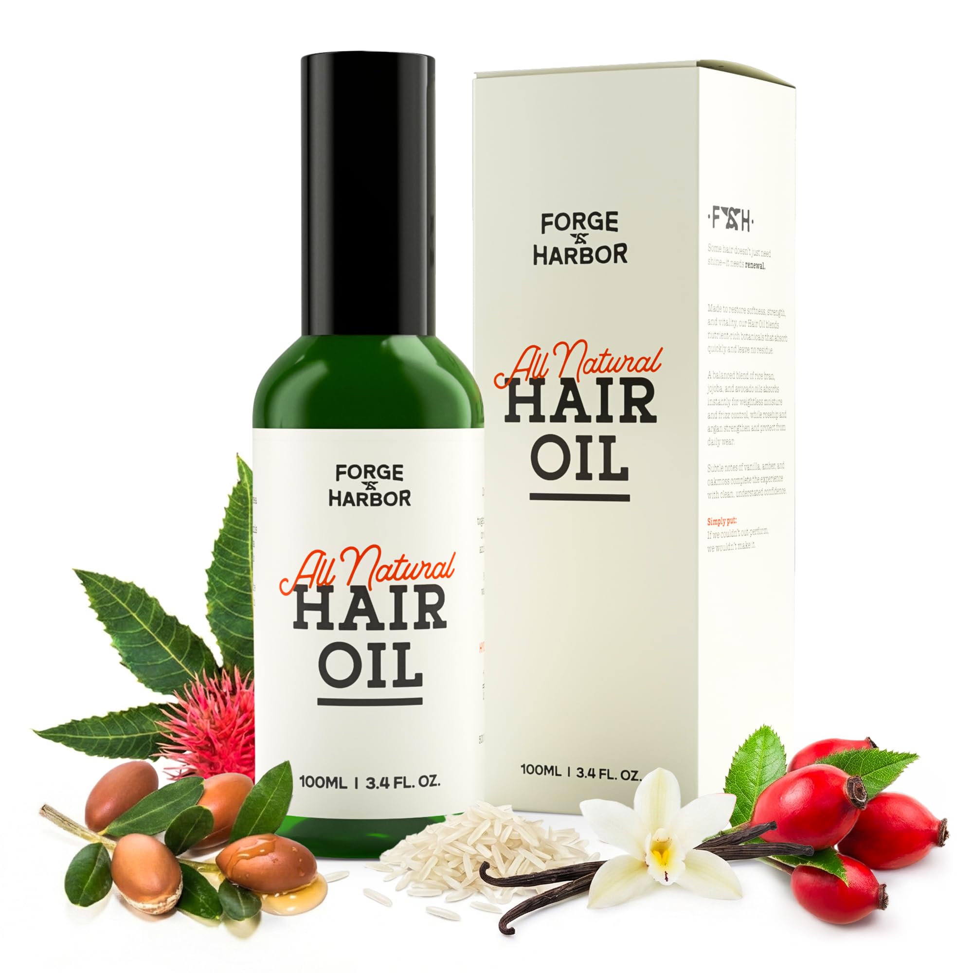 Frizz Control & Enhanced Shine Hair Oil | Split End & Breakage Prevention with Argan, Jojoba, & Rosehip for Softness & Moisture | Lightweight, Silicone-Free Serum for Curly, Frizzy Hair | 100ml Pump