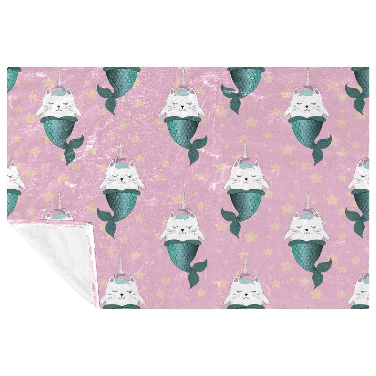 Couverture queue de sirène licorne rose grand confort pour lit et pique-nique en famille