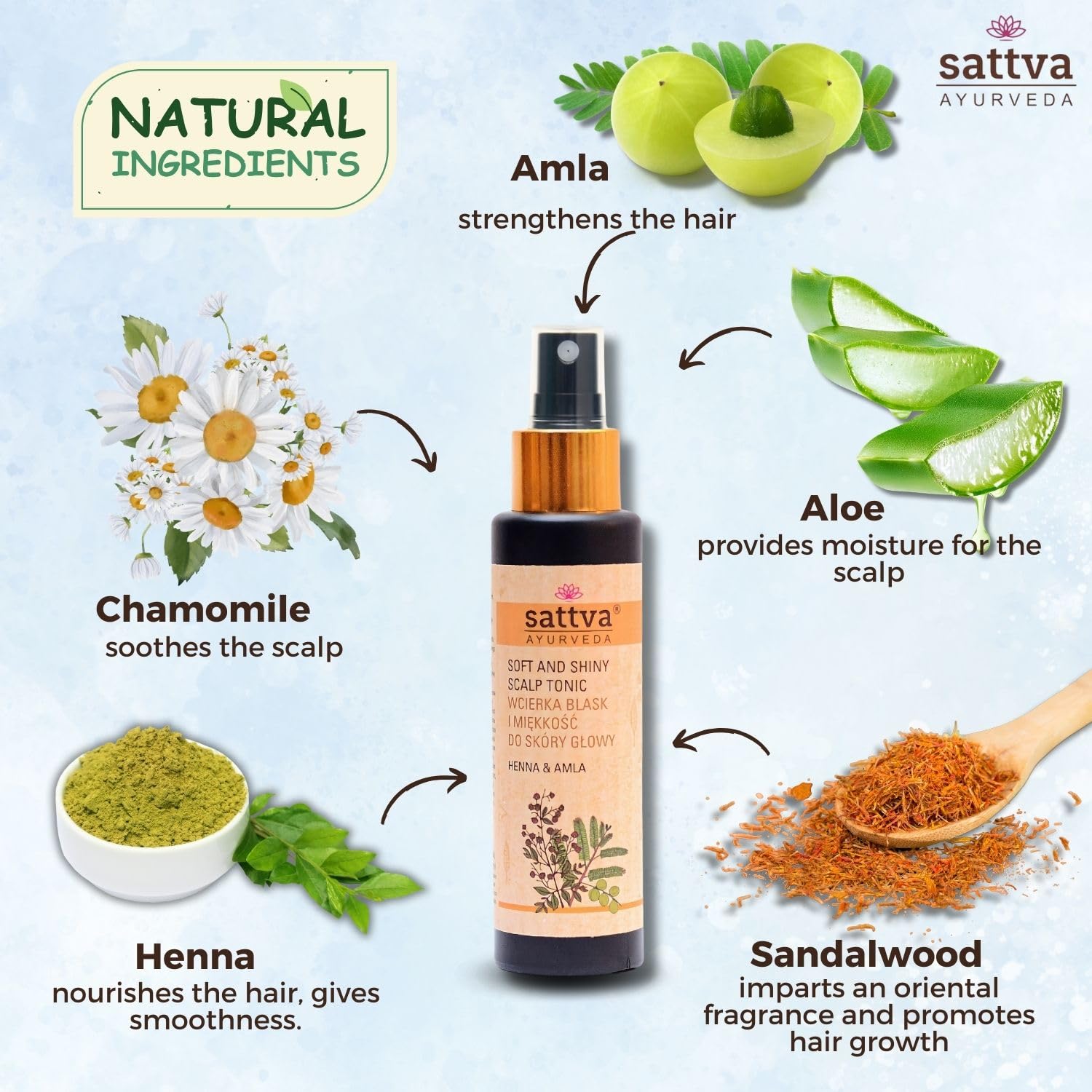 Sattva Hair & scalp tonic. Henna & amla 100ml, Beige, 100 ml (Pack of 1) - Image 4