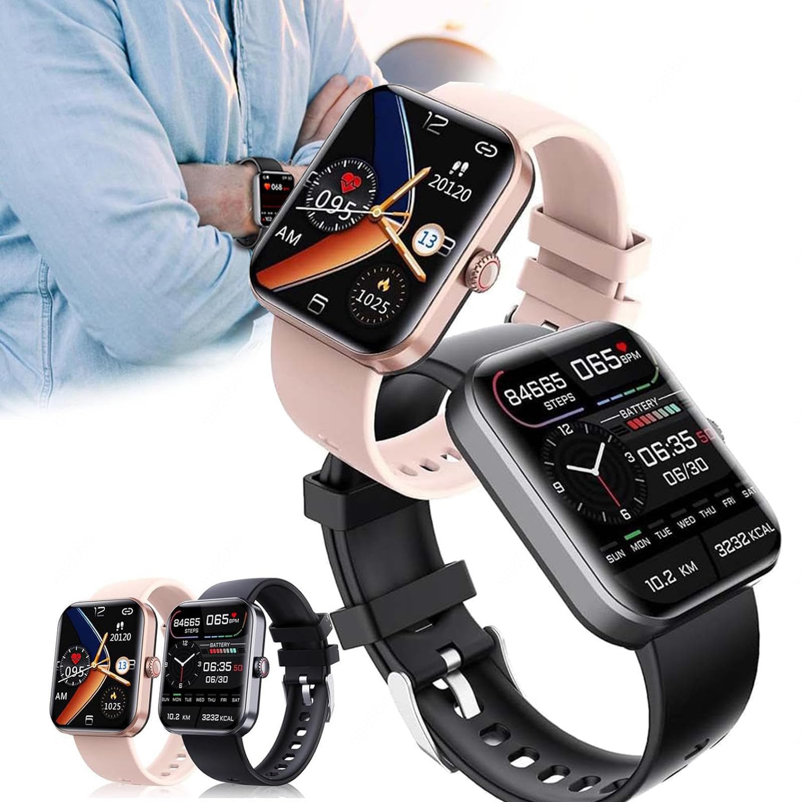 BesBetBesBet Dia𝐵𝑒ti𝐶 Wat𝐶h𝑒𝑆, 𝑓i𝑇ne𝑆𝑆 Ac𝑇ivi𝑇y 𝑇racker R𝑒l𝑂j Para M𝑒dir La 𝐺l𝑈𝐶𝑂𝑆a D𝑒 Dia𝐵éTi𝐶𝑂𝑆 1.91 Smartwatch -XTSB19,Schwarz+Rosa