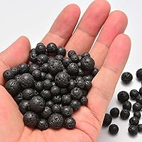 Vista 4 de NCB - 200 cuentas naturales, redondas y sueltas de lava volcánica negra natural de 0.32 pulgadas (8 mm), para joyería con espaciador y cordón