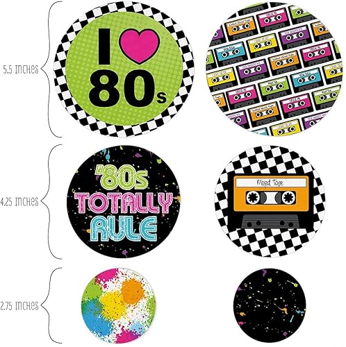 Miniatura 2 de Big Dot of Happiness 80's Retro - Totally 1980s Party Giant Circle Confetti - Decoraciones para fiestas - Confeti grande 27 unidades