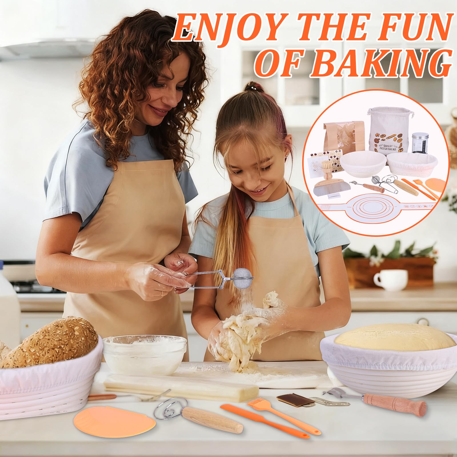 Accessoires de cuisson à pain, panier de fermentation pour démarreur au levain, panier de fermentation à pain avec verre de démarrage, kit de cuisson à pain, kit de démarrage parfait, excellent cadeau