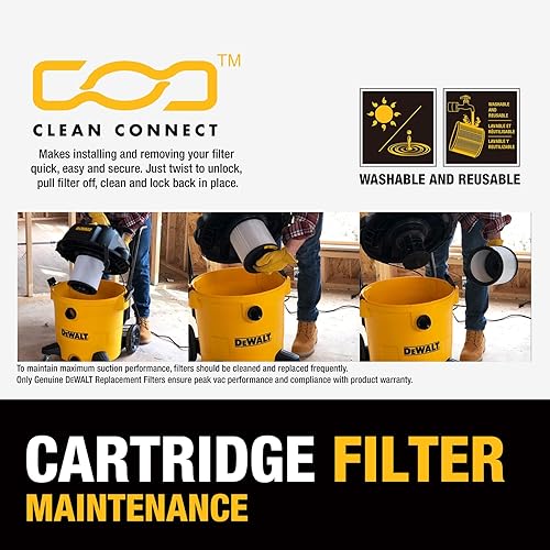 Miniatura 8 de DEWALT Aspiradora Stealthsonic de 10 galones en húmedo y seco, aspiradora de acero inoxidable resistente de 5 HP, ultra silenciosa con kit completo