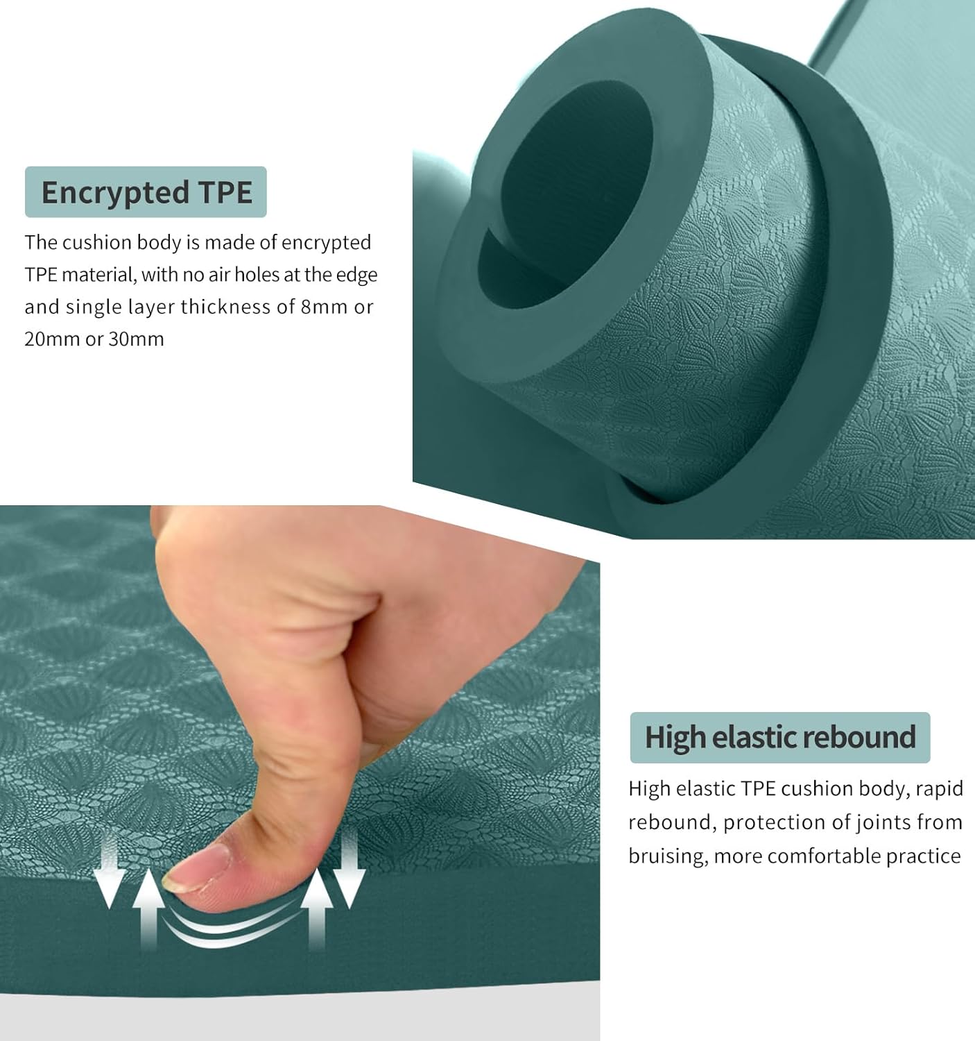 8/20/30mm Jump Rope Mat Fitness Exercise Mat Durable, Non-Slip, Workout Mats with Jump Rope & Carrying Bag for Home Gym Flooring (55"x 24")