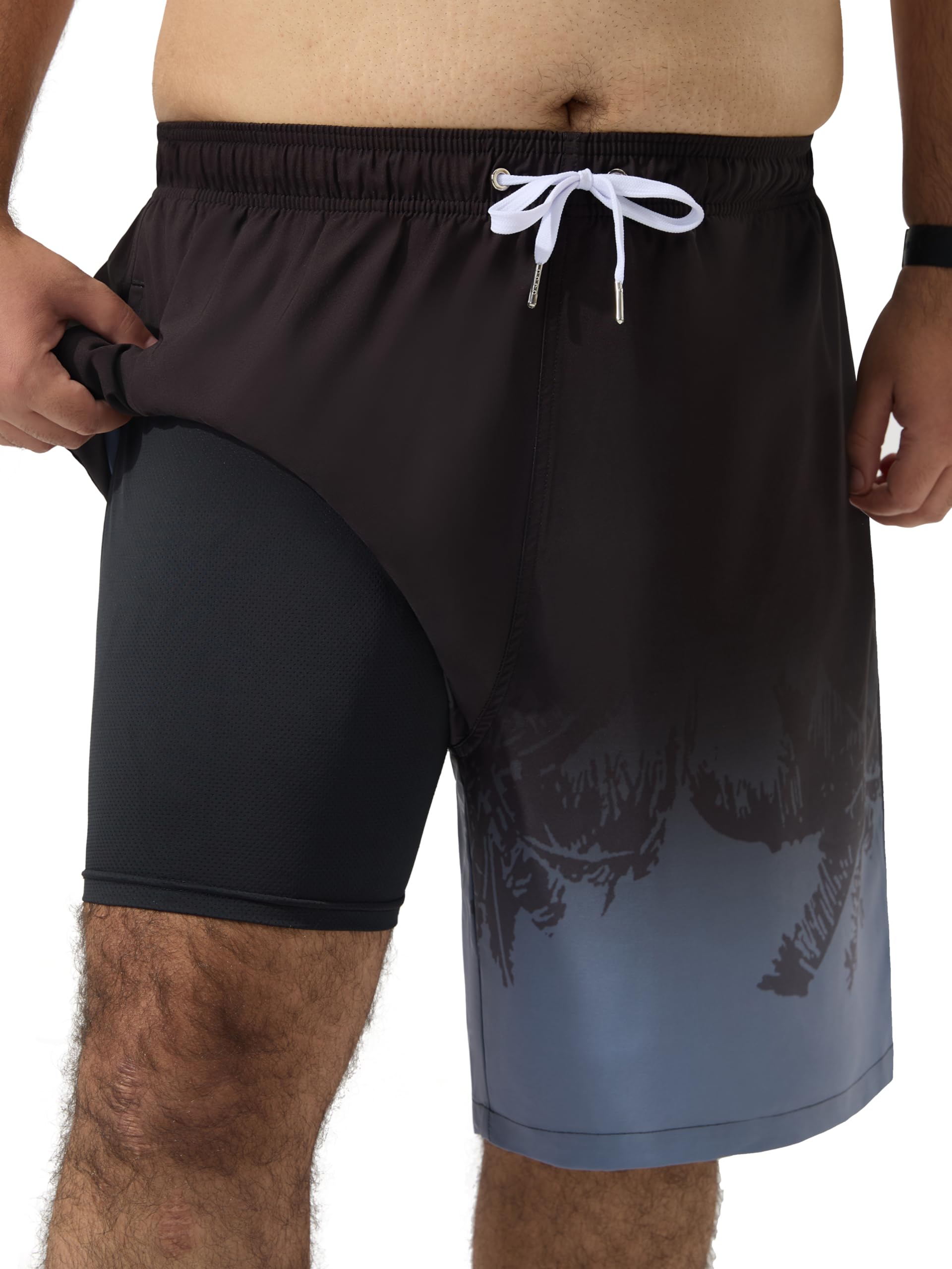 Arcweg Große und große Herren-Badehose, 22,9 cm, Übergröße, schnell trocknend, mit Netzfutter und Reißverschlusstaschen, Größe 1 x 6 x