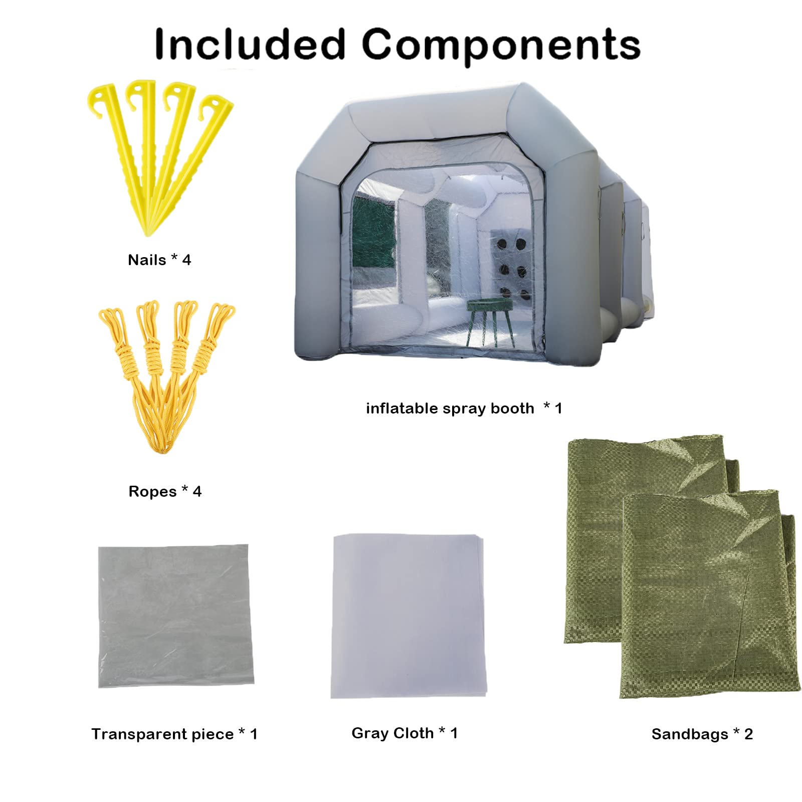 Xmaybang Inflatable Spray Booth 13x6.5x8ft,Portable Auto Paint Booth with Filtration System