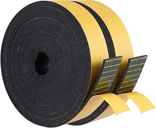 TORRAMI Adhesive Solid Neoprene Rubber Strips 1/8 (.125) inch Thick X 1/2 inch Wide X 10 Feet, for DIY Weather Stripping,Gasket,Seal,Pads,Crafts,Supports (Total 20 Ft Length, 2 Rolls of 10 Ft Each)