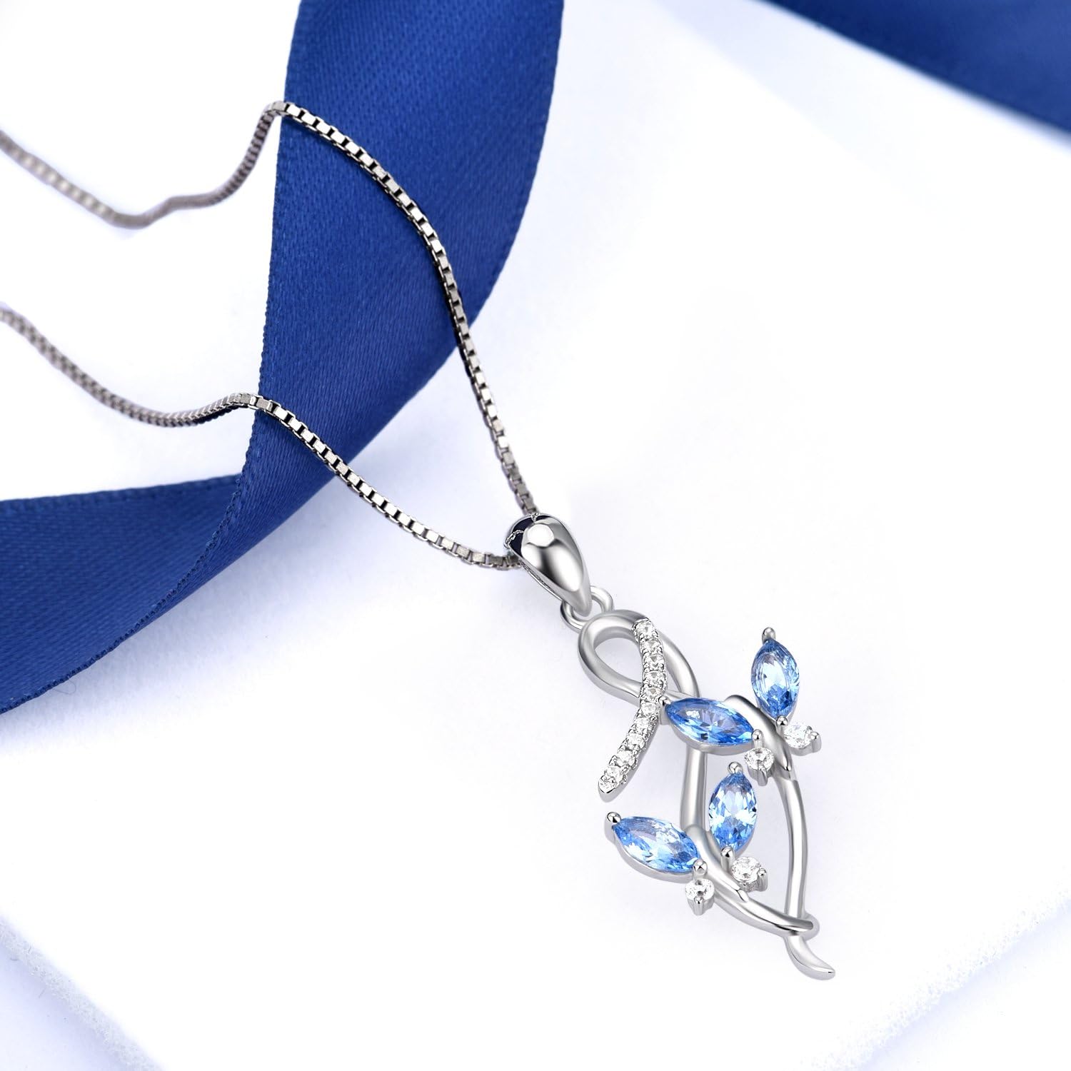 AOBOCO Anniversary Jewelry Gifts for Her, 925 Sterling Silver Infinity Butterfly Pendant Necklace with Birthstone Crystal from Austria, Birthday Christmas Jewelry for Women 18 Inches (Gift Box) - Image 3