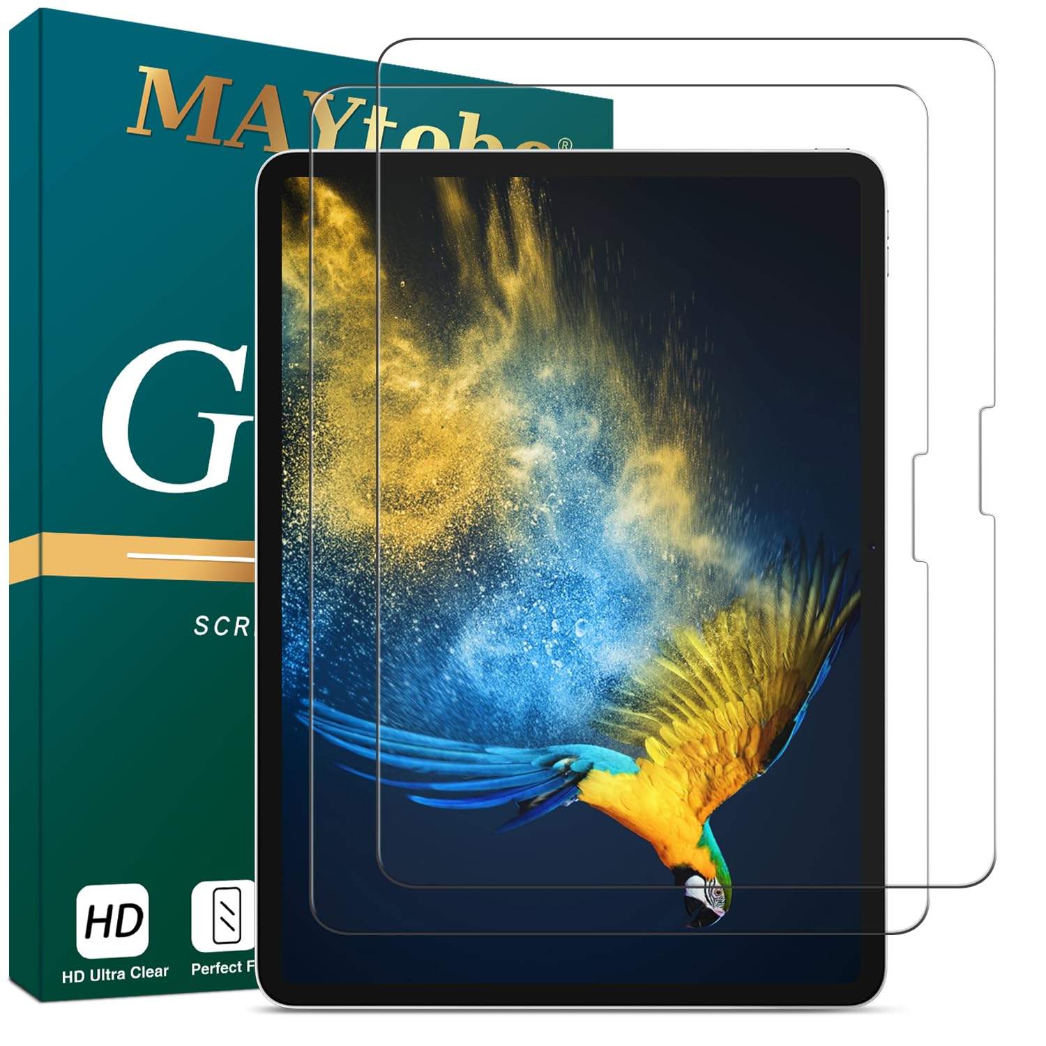 MAYtobe[2-Pack Screen Protector Designed for iPad Air 11 Inch M2 (2024) Tempered Glass, No Bubbles, Scratch-Resistant, Easy to Install