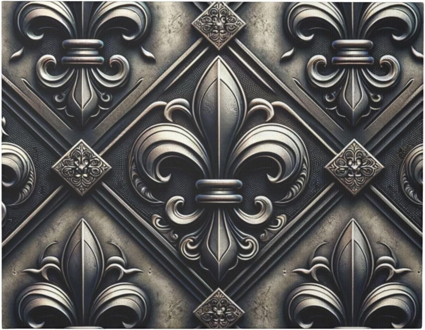 Fleur-De-Lis-Black Unframed Decorative Painting Wall Decor
