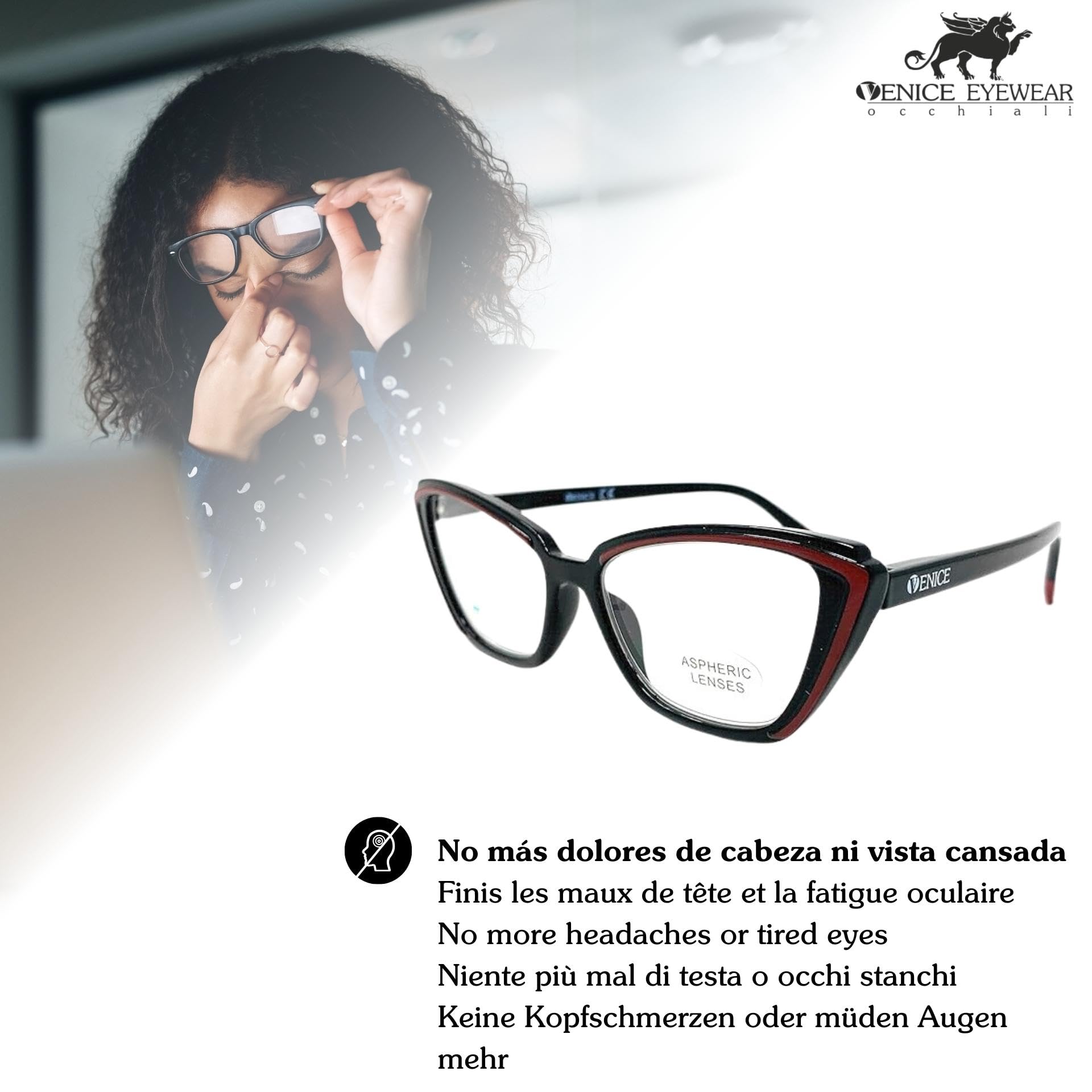 Lunettes de Lecture pour femmes Lunettes de Vue Presbyte +1.0 à +3.5 moderne Vintage style MADISON (+3.50, Noir - Rouge)