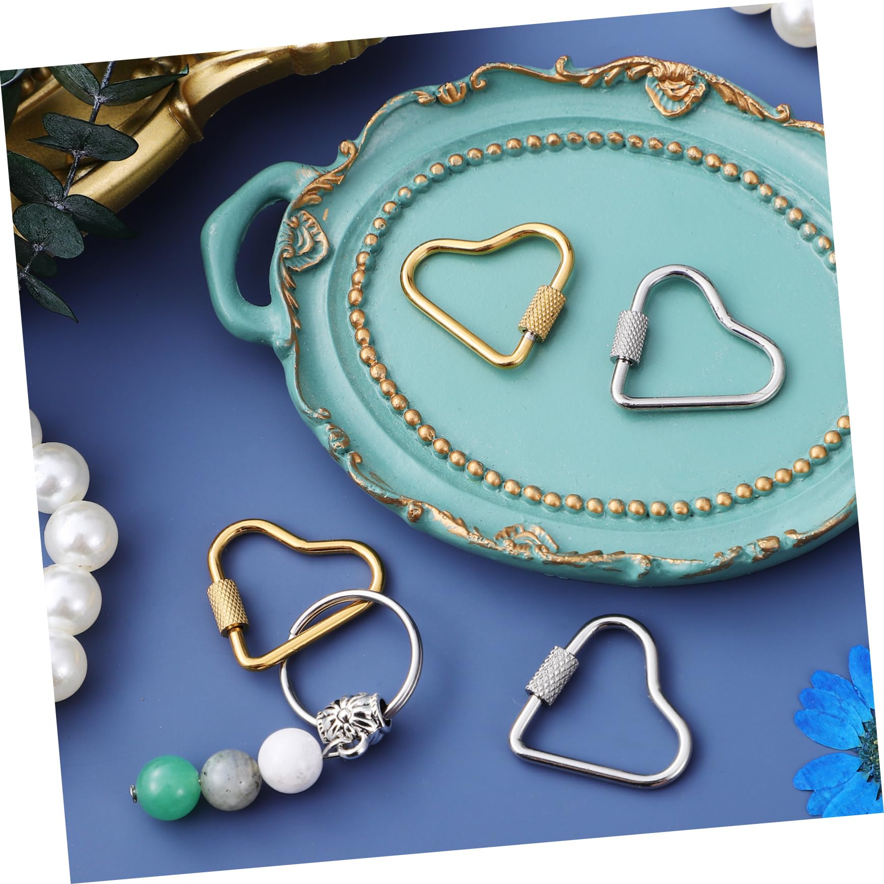VILLCASE 12 Pz Collana Accessori Portachiavi In ​​Acciaio Inox Moschettone Clip Per Appendere Pesanti Cuore Moschettone Clip In e e Con Serratura