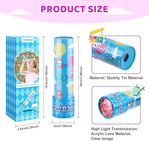 Miniatura 3 de Caleidoscopio clásico de estaño, juguete educativo para niños con cuerpo de metal, regalo de cumpleaños para niños y niñas (estilo de dibujos