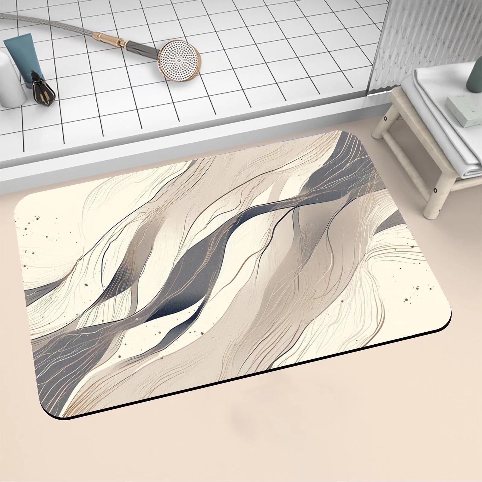 Alfombrilla de baño de diatomita antideslizante gris 40x60cm para suelo