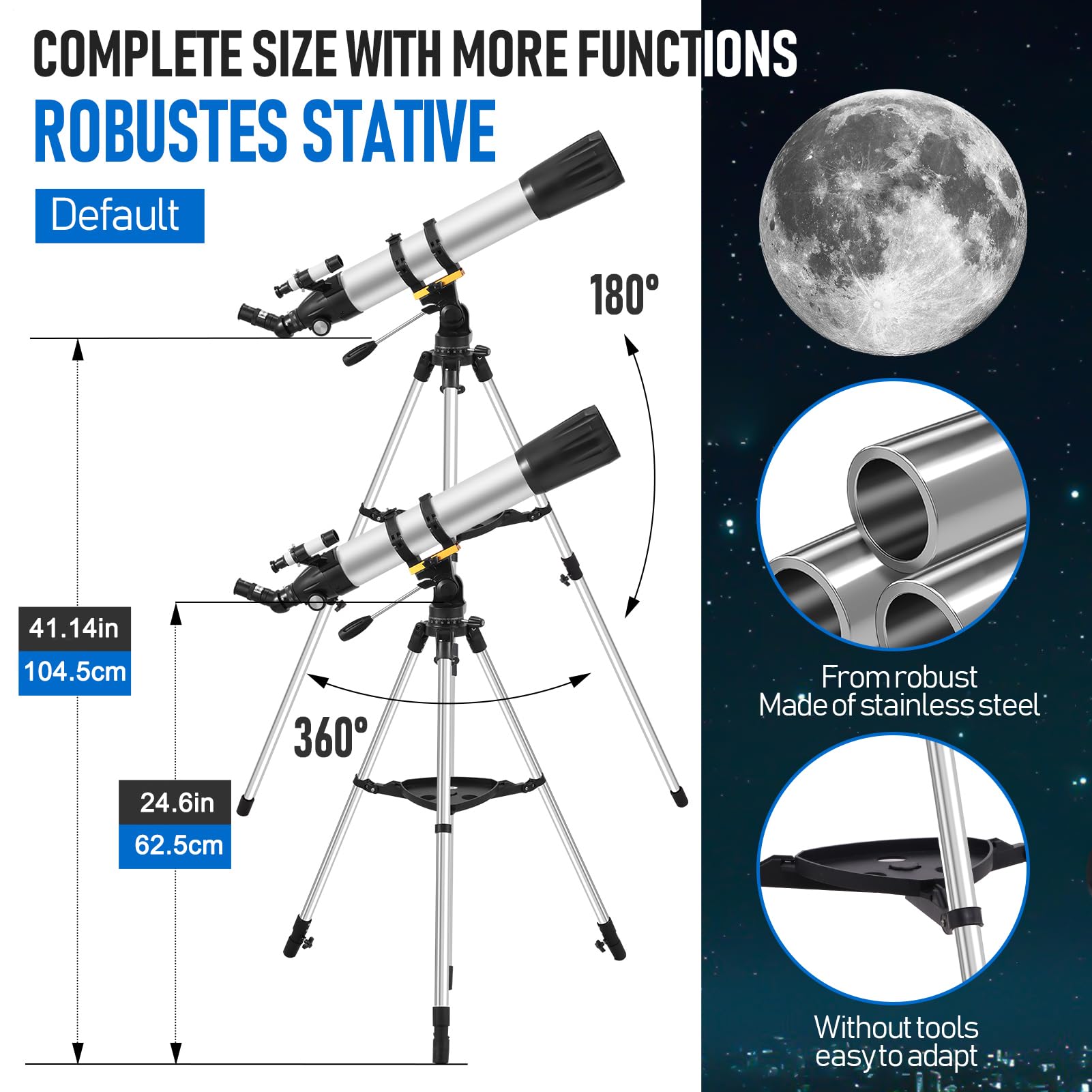 Telescopio de Alta Potencia, telescopio de Longitud Focal de 900 mm para niños, Aumento 36X-675X, telescopios catadióptricos portátiles para astronomía, Principiantes, observación del Planeta