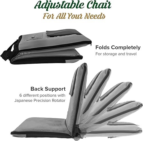 Miniatura 6 de Silla japonesa ajustable para adultos, silla de meditación con respaldo para sentarse, yoga y juegos, silla de piso plegable con 6 posiciones