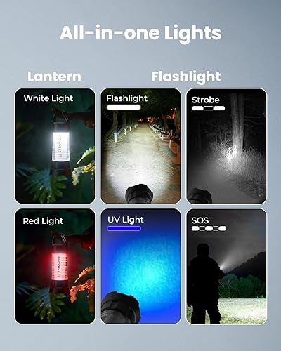 Miniatura 4 de ETENWOLF Linterna de campamento y linterna 2 en 1, linterna de campamento CL5 recargable de 1000 lúmenes, linterna LED para campamento, 6 modos de
