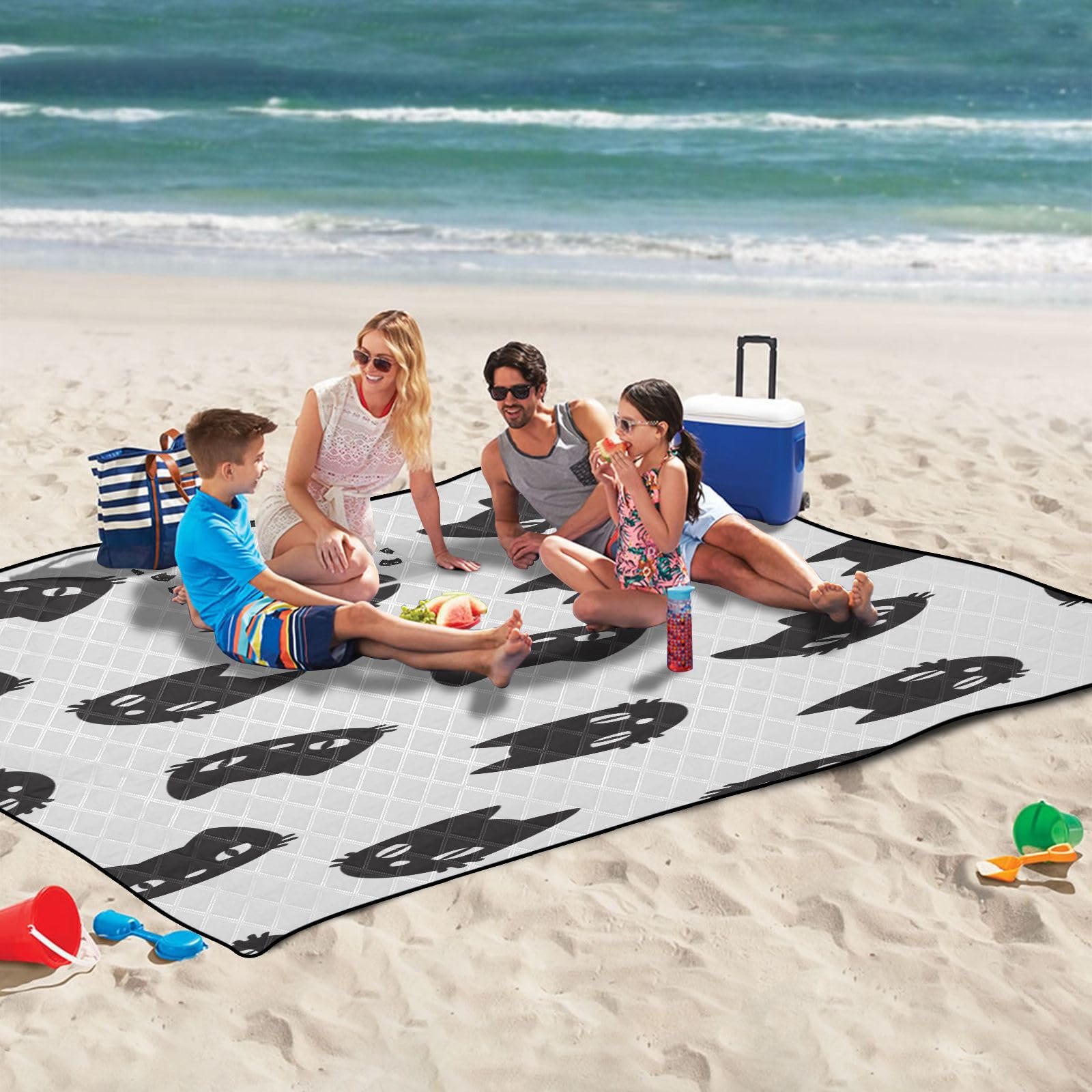 Waterproof Blanket Outdoor Picnic Blanket White Fish 60x80