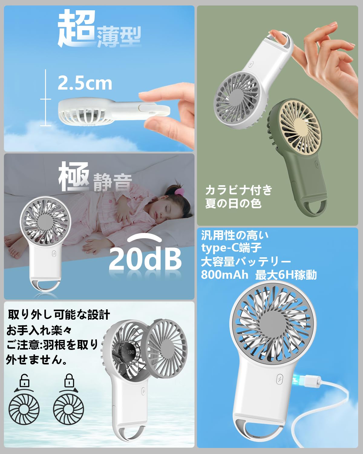 ハンディファン　手のひらサイズ　ホワイト　ピンク　涼しい快適 Amazon | 【2024最新型 手のひらサイズ 超ミニ 超薄】 ハンディ