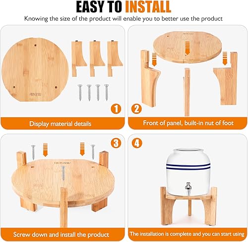 Miniatura 6 de Dispensador de bebidas, dispensador de bebidas y soporte dispensador de agua. Se adapta a un diámetro máximo de 9.5 pulgadas, madera de bambú natural