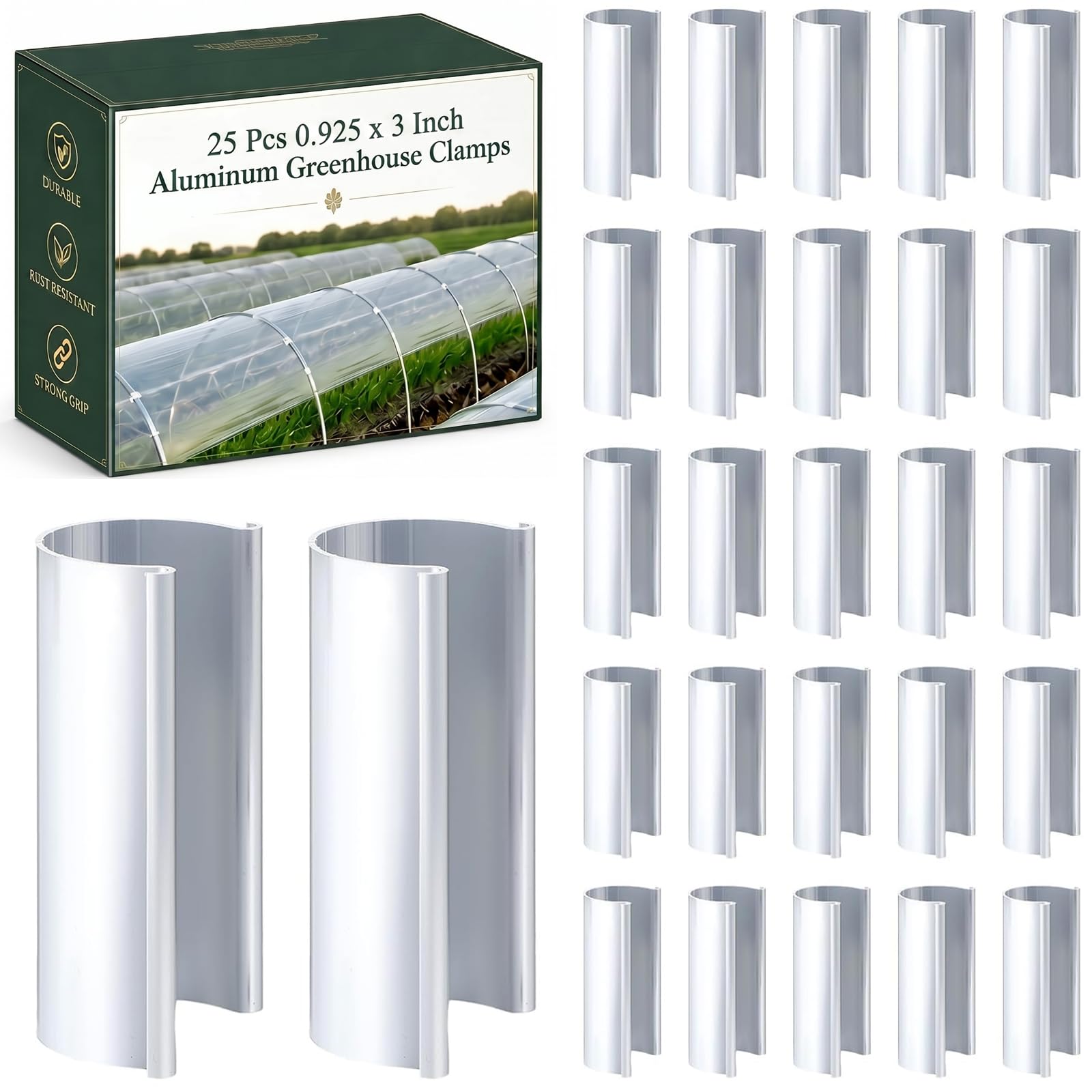 25 Pcs Greenhouse Clamps, Aluminum Garden Snap Clips 0.925 x 3 In