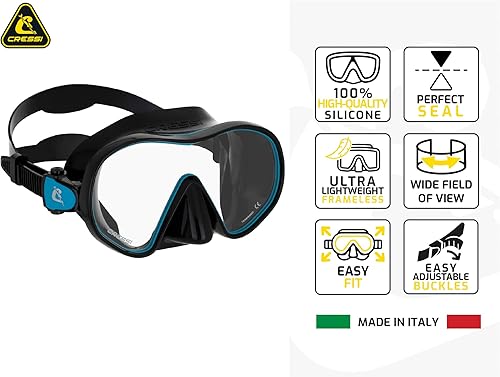Miniatura 2 de Cressi Máscara de buceo sin marco de lente única para una buena visibilidad F-Dual Diseñado en Italia