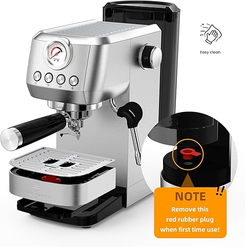 Miniatura 5 de MAttinata Máquina de café expreso de 20 bares, cafetera espresso con espumador de leche profesional, varita de vapor para capuchino y café con