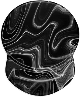 ITNRSIIET Mouse Pad, Mouse Pad Wrist Support Mousepad with Wrist Rest, Mouse Pads for Wireless Mouse Ergonomic Cute Desk Decor Desk Accessories for Women, Non-Slip PU Base, Abstract Black and White