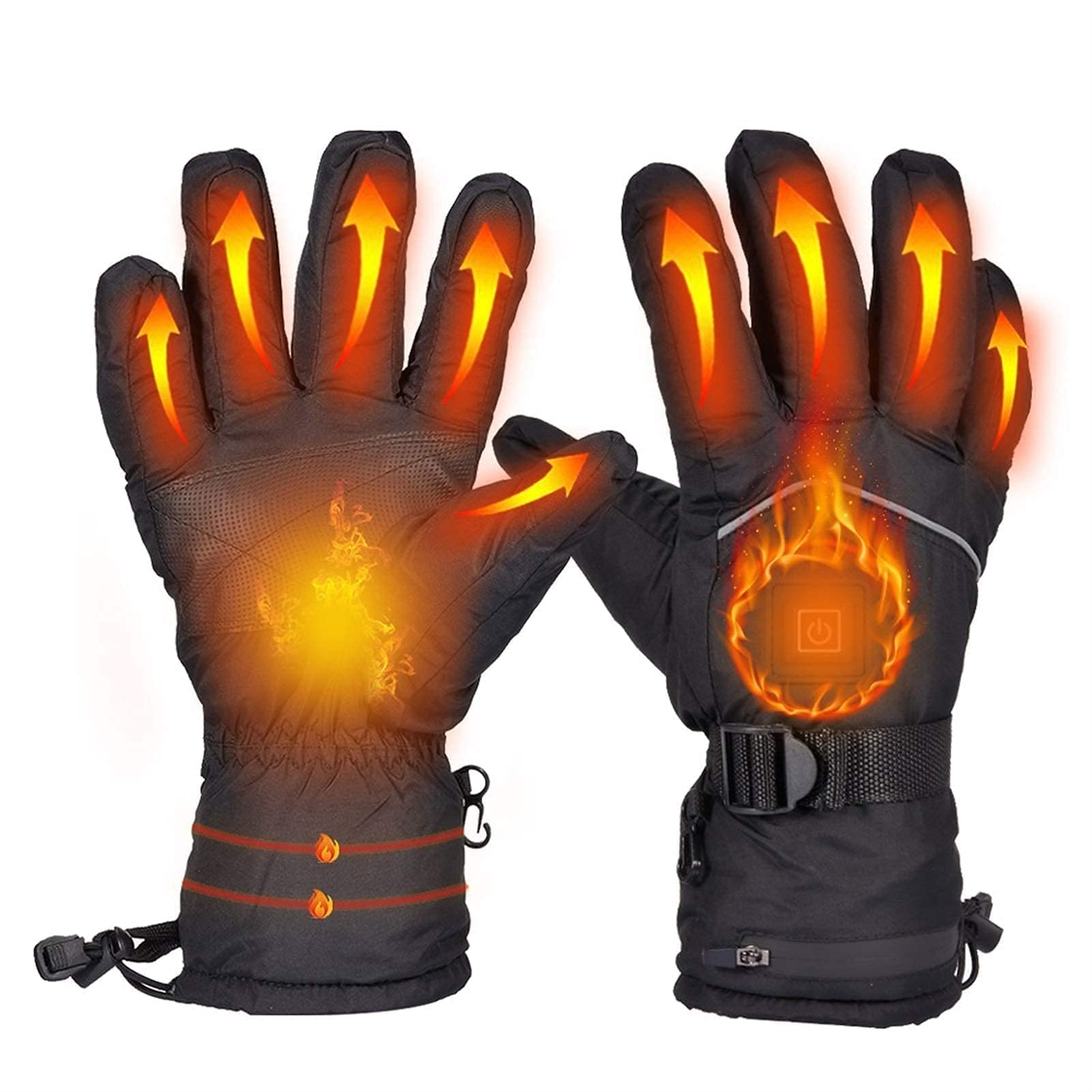 Gants chauffants électriques USB noirs pour moto et ski - Taille réglable