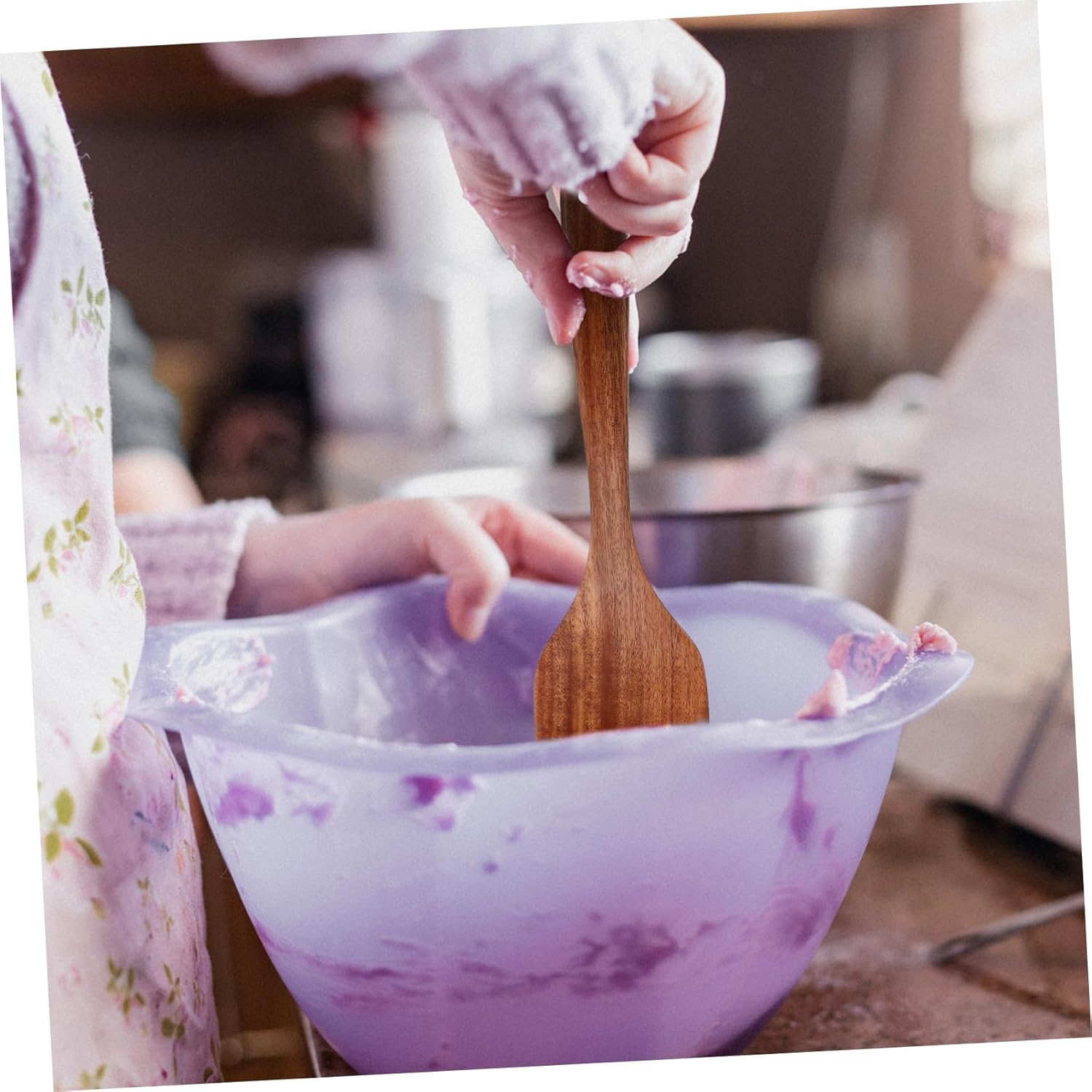 Cabilock Pakkawood Kitchen Utensil Heat Resistant Non Stick Cooking Tools with Long Handles for Stir Frying and Braising Wooden Kitchenware for Safe Grip and Versatile Use