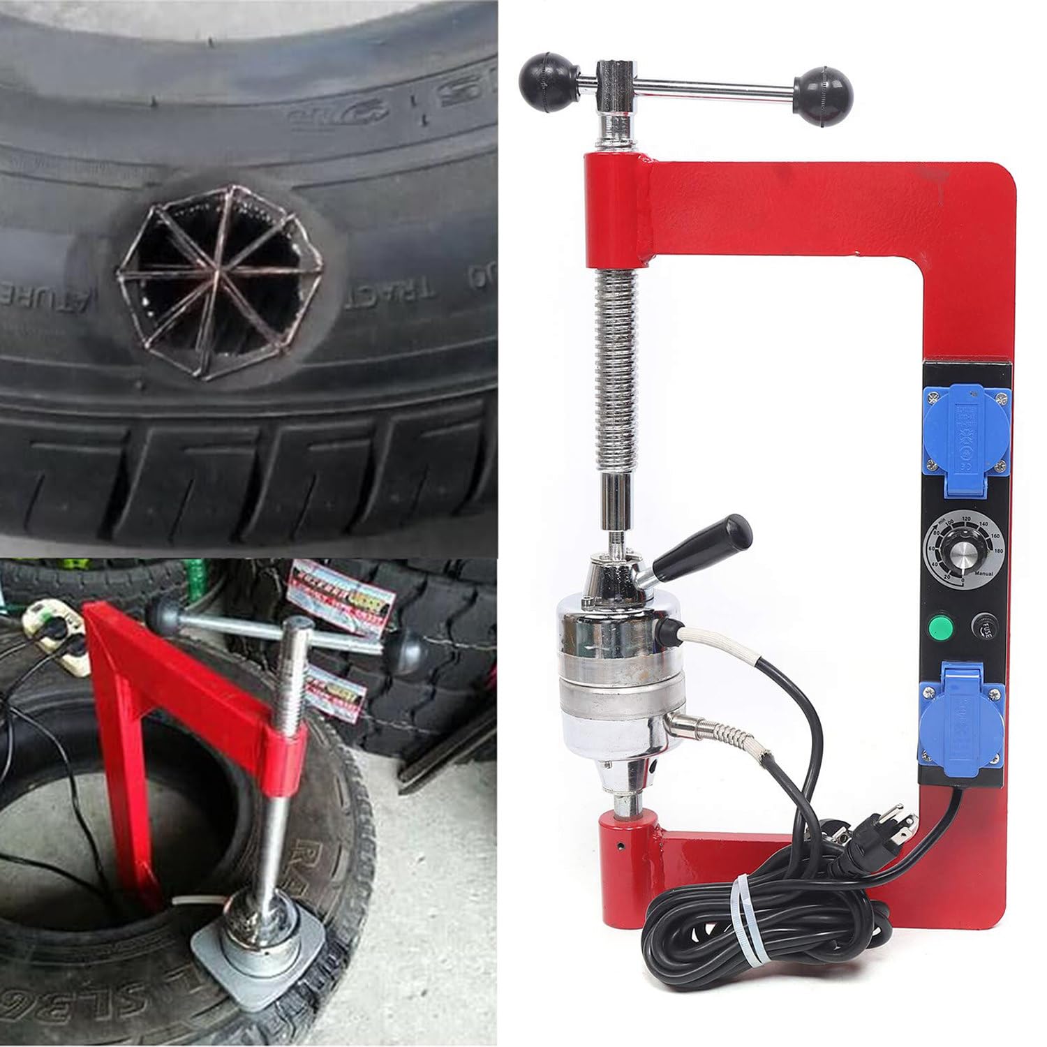 Vulcanizzatore per Pneumatici per Auto, Macchina per vulcanizzare i Pneumatici, Macchina per la Riparazione del Riscaldamento dei Pneumatici, con 8 stampi, Attrezzatura per Garage per Auto